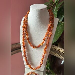 1970's Raw Natural Antique and Butterscotch Baltic Amber Extra Long Necklace